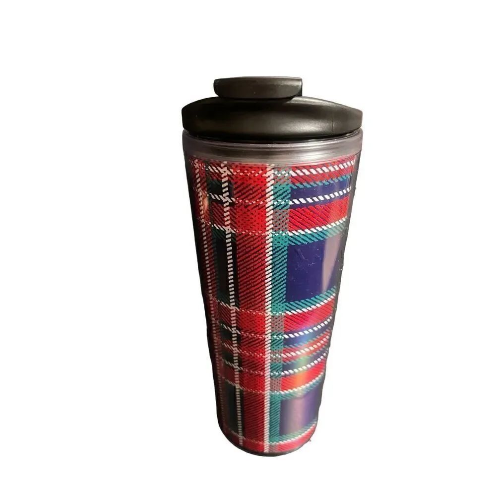 Starbucks 2017 Red, Green and Blue Plaid Acrylic Tumbler With Lid